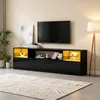 Lesklá TV skříňka Merax s LED osvětlením, nízká TV skříňka Náhled obrázku produktu 5