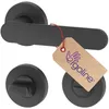A black door handle set with a tag attached. Produktbild-Vorschau
