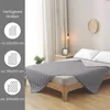 A bed with a gray blanket laid out, showing different size options on the left side. Produktbild-Vorschau