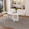 Tavolo rotondo da pranzo okwish, con piano in effetto marmo Anteprima dell’immagine prodotto 3