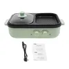 A new electric hot pot and grill appliance is shown on a white background, with its power cord and instruction manual placed below it. Produktbild-Vorschau