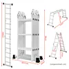 Multiple views and dimensions of a multi-purpose ladder. Anteprima dell’immagine prodotto