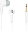 A white in-ear headphone set with a gray ear tip and a silver accent on the right earbud, along with its audio jack. Produktbild-Vorschau