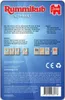 The back of a Rummikub Compact board game box, showing game rules and components. Náhľad obrázku produktu