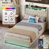 A bedroom scene featuring a bed with LED lighting and various control elements shown. Náhled obrázku produktu