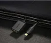 A close-up shot of a Micro-HDMI to HDMI cable adapter resting on a textured black surface, possibly a bag or case. Produktbild-Vorschau