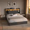 Letto in lino grigio UnboxG 140x200 cm con pratici Anteprima dell’immagine prodotto 4