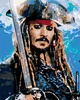 A painting-style image of Captain Jack Sparrow holding a sword. Produktbild-Vorschau