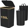 Wäschekorb mit Deckel Schwarz, 150L Wäschesammler, Produktbild-Vorschau 1