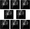 A collage of multiple digital thermostats displayed on a black background. Náhled obrázku produktu