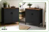 Komoda loft z drzwiczkami czarna 80 cm szafka industrialna Podgląd zdjęcia produktu 4