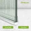 A close-up view of a shower door seal, showing water droplets on the glass and the seal's design. Text labels indicate 'Innerhalb' (Inside) and 'Draußen' (Outside). Anteprima dell’immagine prodotto
