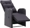 A single black rattan recliner chair with a cushion, shown from a three-quarter side view. Náhľad obrázku produktu