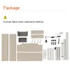 An overhead view of disassembled desk components and hardware, laid out on a white background. Anteprima dell’immagine prodotto