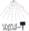 A solar-powered string light set for a patio umbrella, shown with the lights spread out and a close-up of the solar panel. Náhľad obrázku produktu