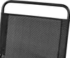 A close-up view of the top of a black mesh chair with a black metal frame. Produktbild-Vorschau