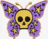 Aufnäher - Totenkopf Schmetterling - lila-ocker - Patch Produktbild-Vorschau 1