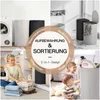 Collage showing laundry baskets in different settings: laundry room, bathroom, bedroom, and children's room. Produktbild-Vorschau