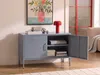BELIANI Metallschrank Grau Stahl 100 x 40 x 65 cm Sideboard Produktbild-Vorschau 5