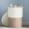 vidaXL Aufbewahrungskorb mit Deckel Braun & Weiß Ø37x50 cm Produktbild-Vorschau 2