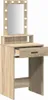 A vanity table with a mirror and lights. Voir les images du produit
