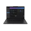 A black Lenovo ThinkPad laptop is shown from a slightly elevated front-facing angle on a white background. The laptop screen displays a software interface with privacy settings. Voir les images du produit