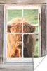 MuchoWow® Poster Schottischer Highlander - Fenster - Holz - Produktbild-Vorschau 1