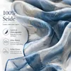 Écharpe en soie pour femme, bleu à motifs floraux, XL, Voir les images du produit 6