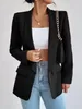 ASKSA Damen Blazer Revers Einfarbig Casual Cardigan Langarm Produktbild-Vorschau 2