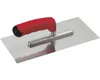 A stainless steel trowel with a red and black soft grip handle is shown on a white background. Produktbild-Vorschau