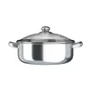 A stainless steel pot with a glass lid, presented on a white background. Podgląd zdjęcia produktu