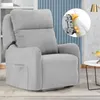 A light gray electric recliner chair with a close-up inset showing the massage mechanism. Voir les images du produit