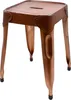 Metall Hocker mit Ledersitzfläche, niedriger Barhocker, Produktbild-Vorschau 1