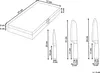 A diagram showing the dimensions of a knife set and its box. Náhled obrázku produktu
