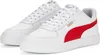 A pair of white Puma sneakers with a red stripe and gold accents, shown from a slightly elevated side angle against a white background. Produktbild-Vorschau