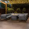 Modulares Gartenlounge-Set Groß Grau 8-Sitzer U-Form Sofa Produktbild-Vorschau 5
