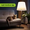 A cat is resting on a sofa next to a floor lamp, with a green overlay in the top left corner. Náhľad obrázku produktu