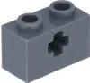 A single dark gray LEGO brick with two studs on top and a cross-shaped hole in the side. Náhled obrázku produktu