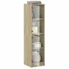 A tall, narrow highboard with glass doors and wooden shelves, displaying books and decorative items. Anteprima dell’immagine prodotto