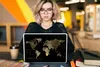 MuchoWow® Laptop Aufkleber Sticker Cover Weltkarte - Gold - Produktbild-Vorschau 5