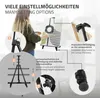 A woman is painting on an easel, with close-up views of the easel's features. Produktbild-Vorschau