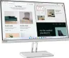 A computer monitor displaying a split-screen view of a furniture e-commerce website and a presentation software. Voir les images du produit