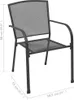 A gray metal chair with dimensions indicated by text and lines. Voir les images du produit