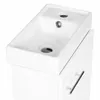 A white bathroom cabinet with a sink on top, shown from a slightly elevated angle. Náhled obrázku produktu