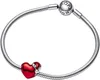 A silver Pandora bracelet with a red heart-shaped charm. Produktbild-Vorschau