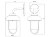 Technical drawing of a wall lamp with dimensions. Náhľad obrázku produktu