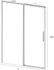 A line drawing of a shower enclosure with a sliding door, showing dimensions and specifications. Produktbild-Vorschau