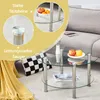 okwish Konferenční stolek sklo kov – dvoustupňový design Náhled obrázku produktu 5