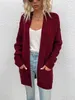 ASKSA Damen Langarm Strickjacke Mittellange Elegant Mantel Produktbild-Vorschau 2