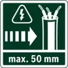 An instructional graphic showing a warning symbol and a measurement. Anteprima dell’immagine prodotto